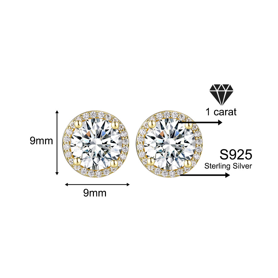 Classic 925 silver round cubic zirconia earrings, unisex style.