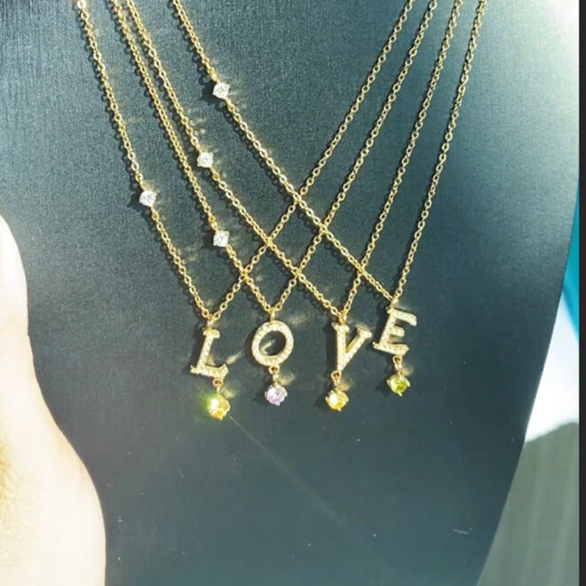 Initial 26 Letters Alphabet Zircon Custom Stainless Steel Pendant Fine Fashion Jewelry Necklaces for Women Wholesale 2025