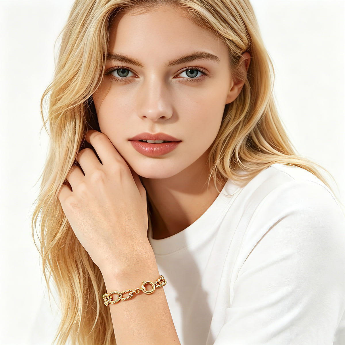 Stainless Steel 18K Gold-Plated Chain Bracelet Waterproof and hypoallergenic