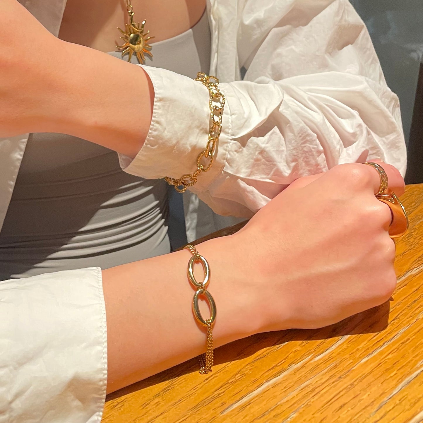 Stainless Steel 18K Gold-Plated Oval Links Bracelet