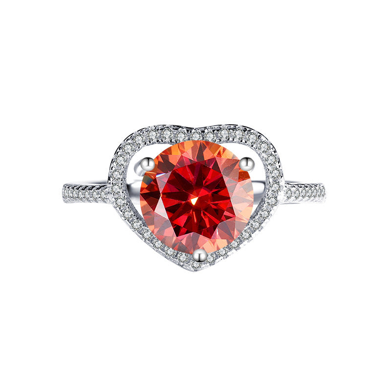 925 Sterling Silver Heart Shape CZ Ring | Elegant Halo Crystal Ring for Women