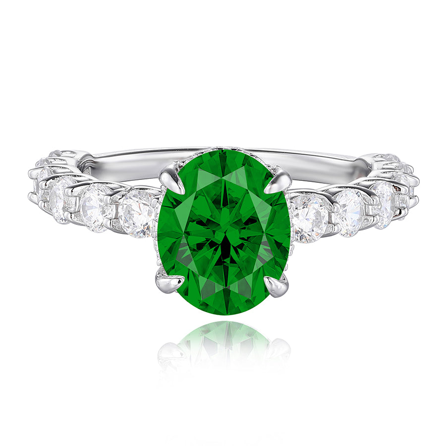 925 Sterling Silver 2-Carat Oval Zircon Ring For WomenJewelry