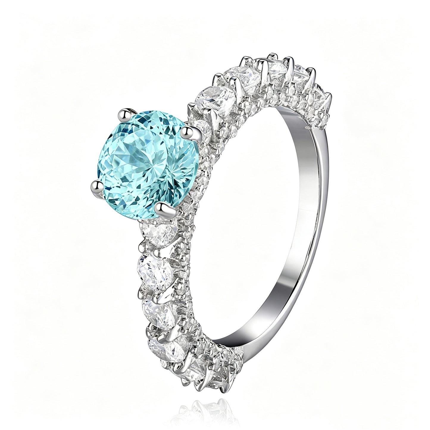 925 Sterling Silver 2 Carat Round Zircon Engagement Ring, Full Paved Eternity Band Promise Wedding Ring for Women