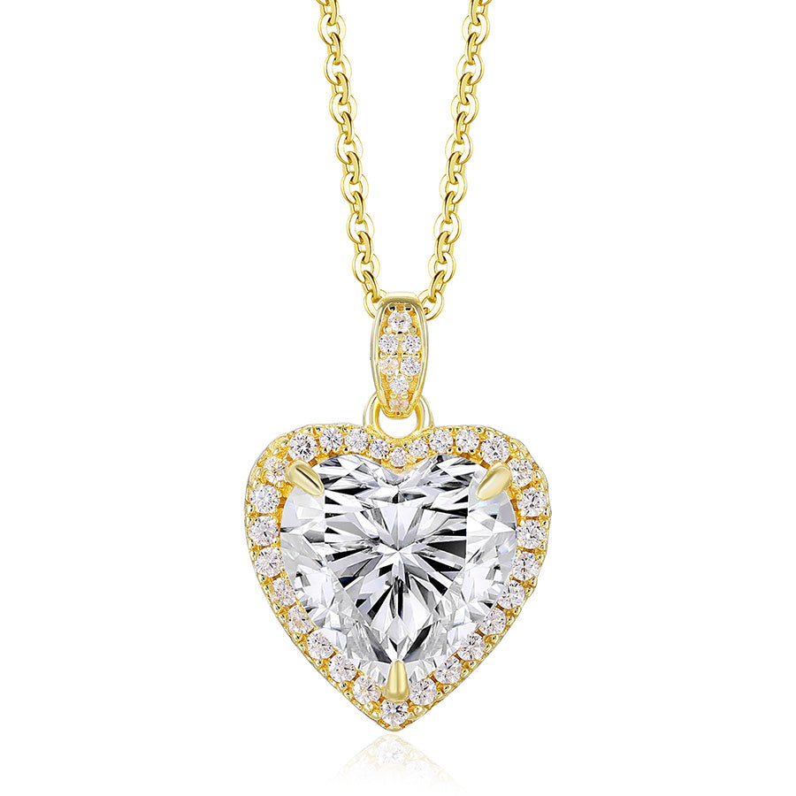 925 Sterling Silver 2 Carat Heart Cut CZ Necklaces For Ladies' High-end Jewelry