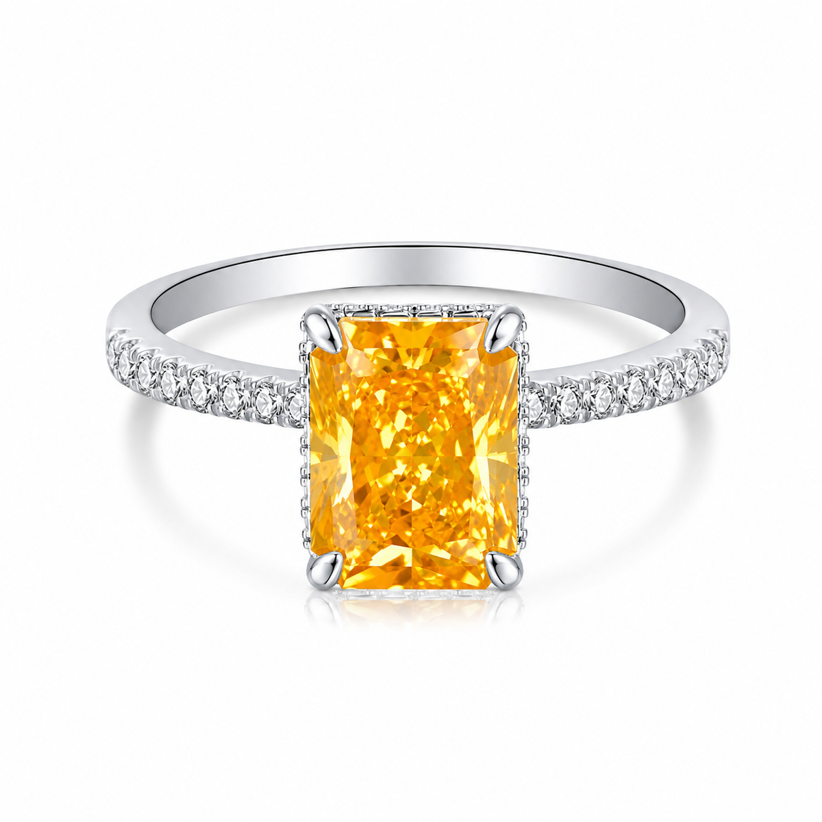 Luxury 925 Silver Square Cut Zirconia Ring with Colorful Gemstone | Elegant Women’s Statement Ring