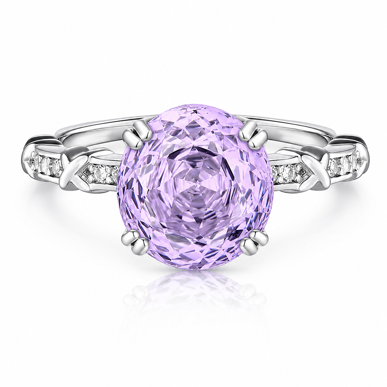 Rose Cut S925 Sterling Silver Statement Ring for Women Cubic Zirconia Dainty Jewelry Gift For Women