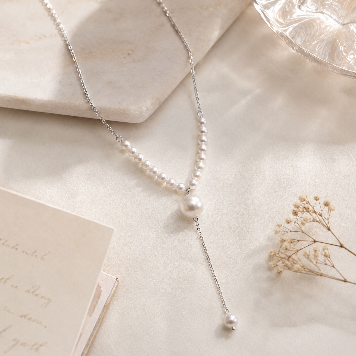 Stainless Steel Elegant Shell Pearl Necklace For Women Jewelry