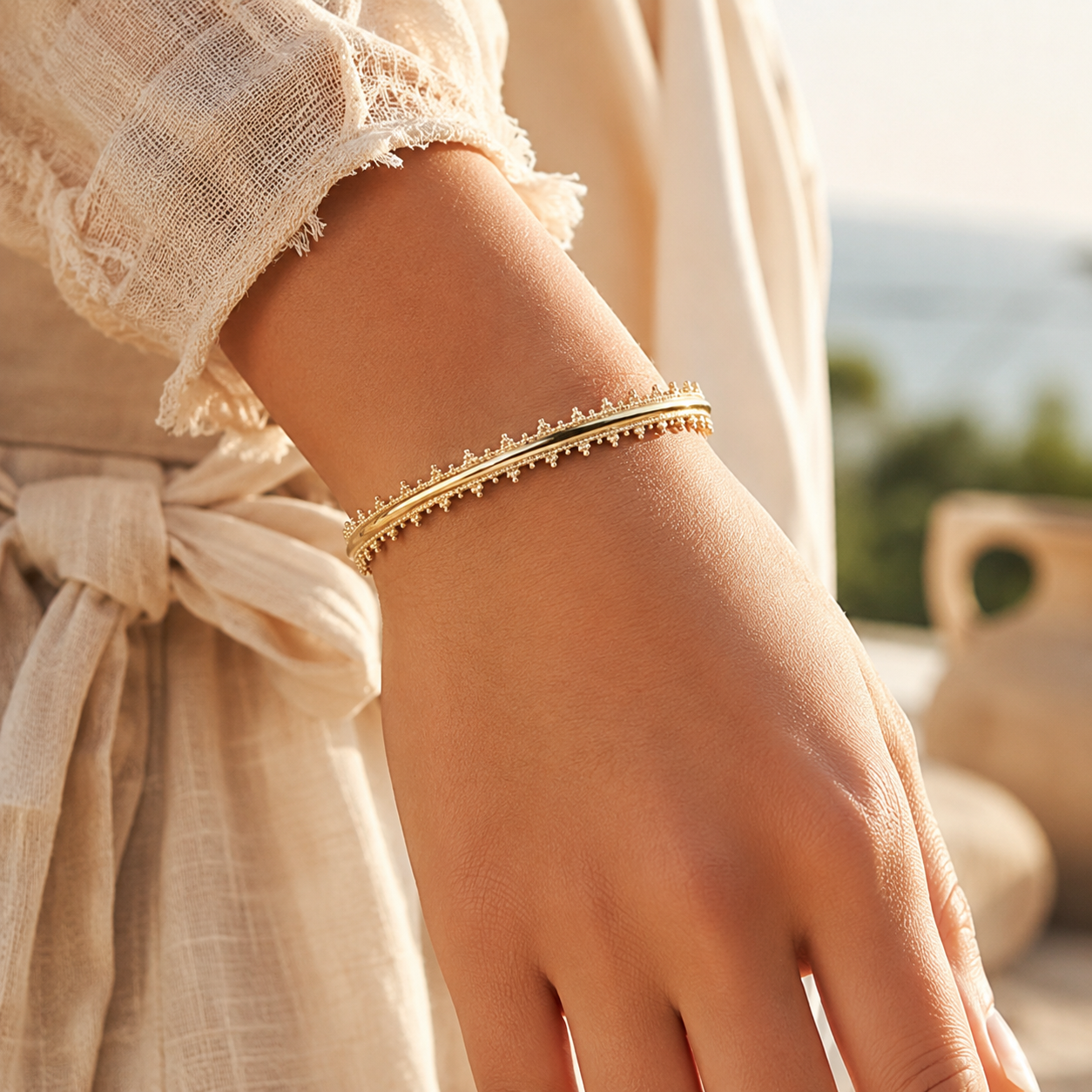 18K Gold Plated Stainless Steel Cuff Bangles – Waterproof, Hypoallergenic & Tarnish Resistant