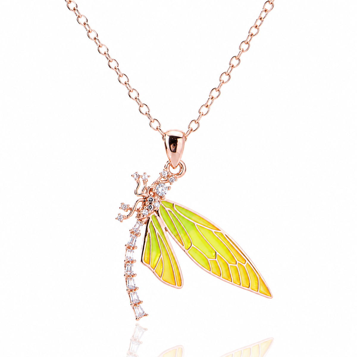 925 Sterling Silver Dragonfly Necklace Zircon Pendant Gift for Women Jewelry