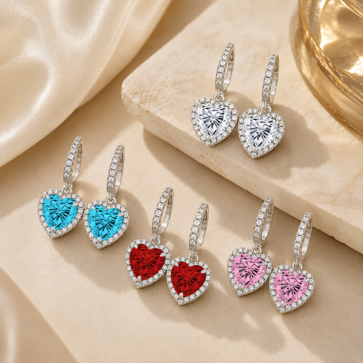 925 Sterling Silver 2 Carat Heart Cut CZ Earrings For Ladies' High-end Jewelry