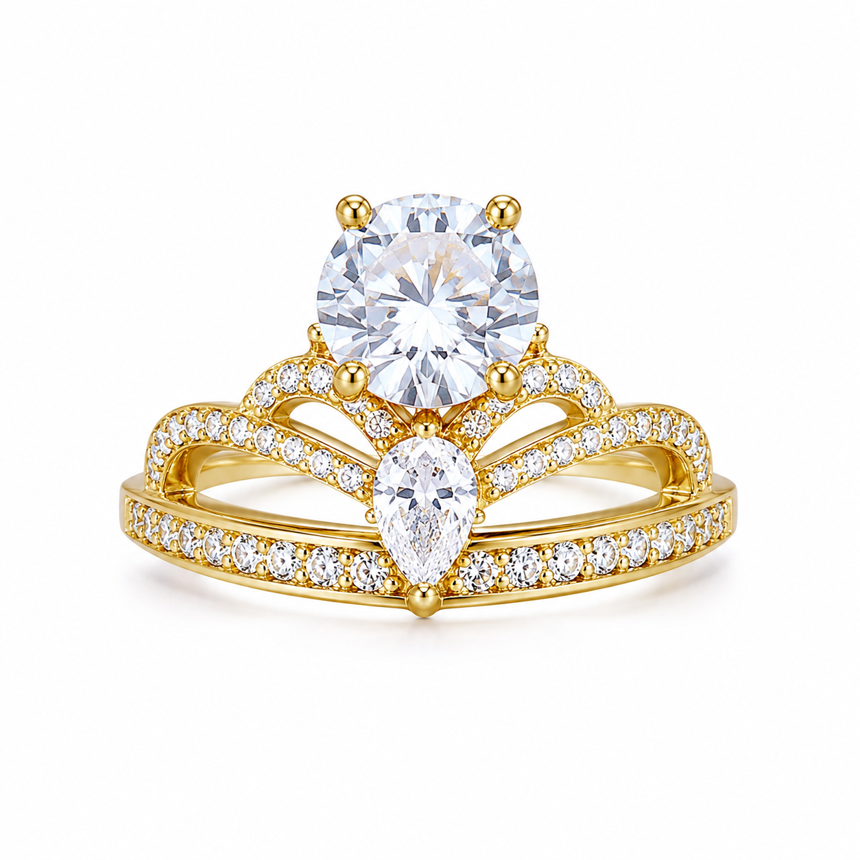 925 Sterling Silver Crown Ring with Blue Zirconia Stone | Elegant Princess Statement Ring