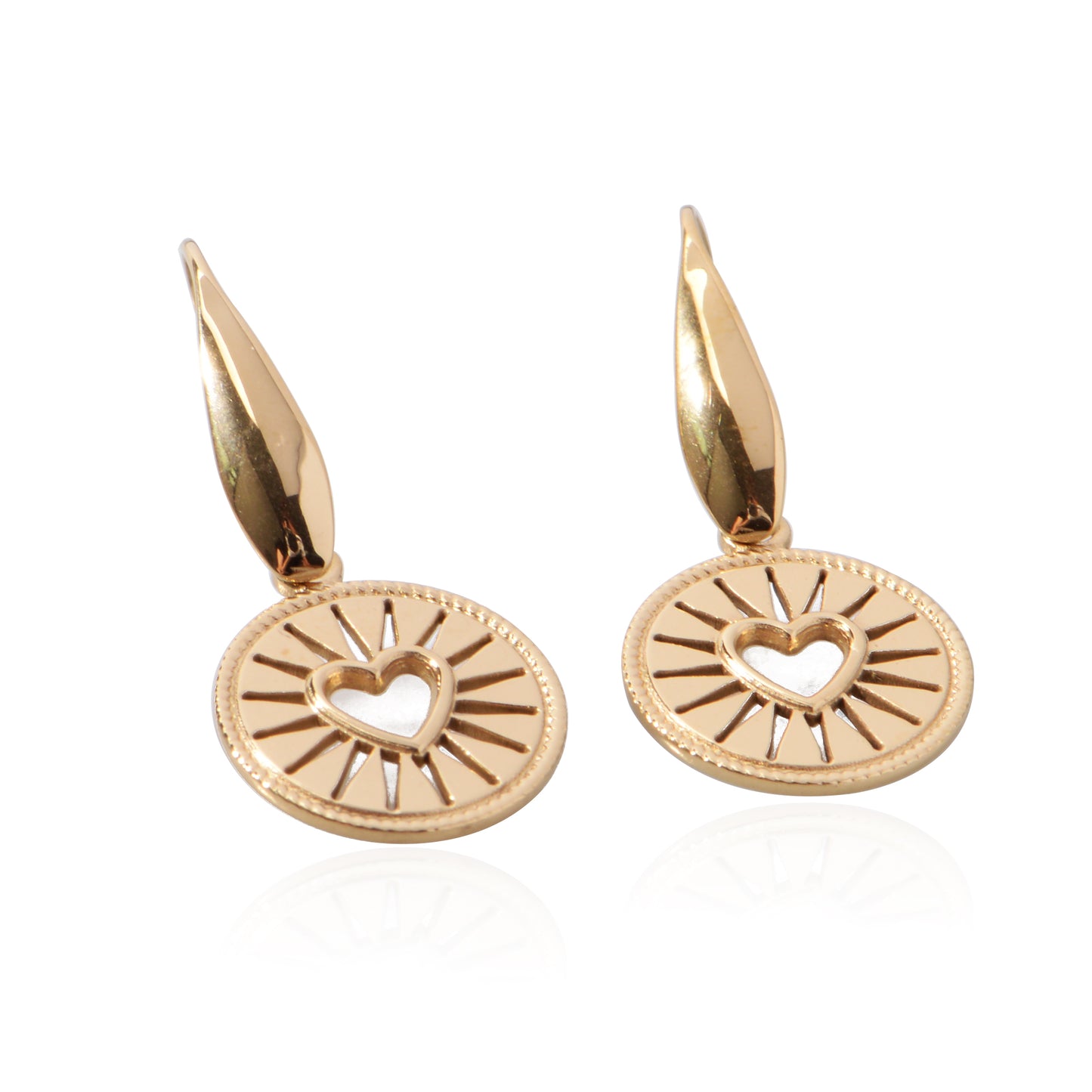 Stainless Steel 18K Gold Plating Hollow heart drop earring