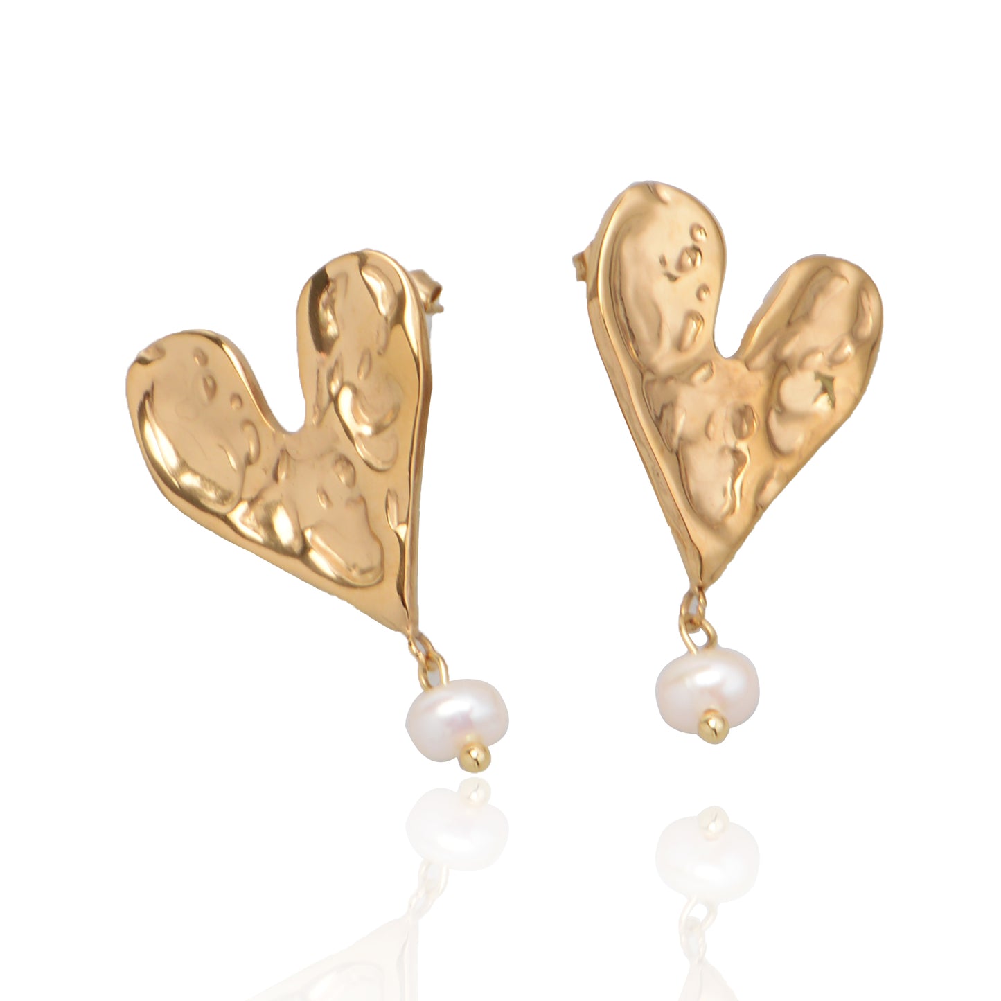 18K Gold Plating Stainless Steel Shell Beads Heart Earring