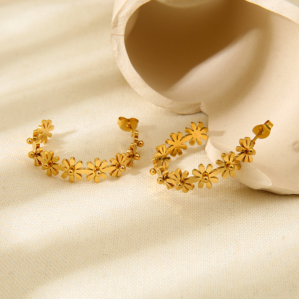 Oudisijewelry 316L Stainless steel Daisy flower hook earring