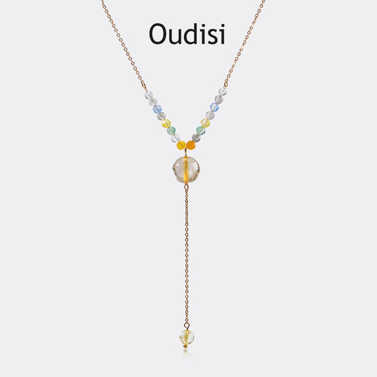 Glass beaded pendant extension necklace