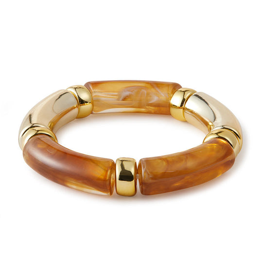 Stainless Steel Colorful acrylic stretch bracelet