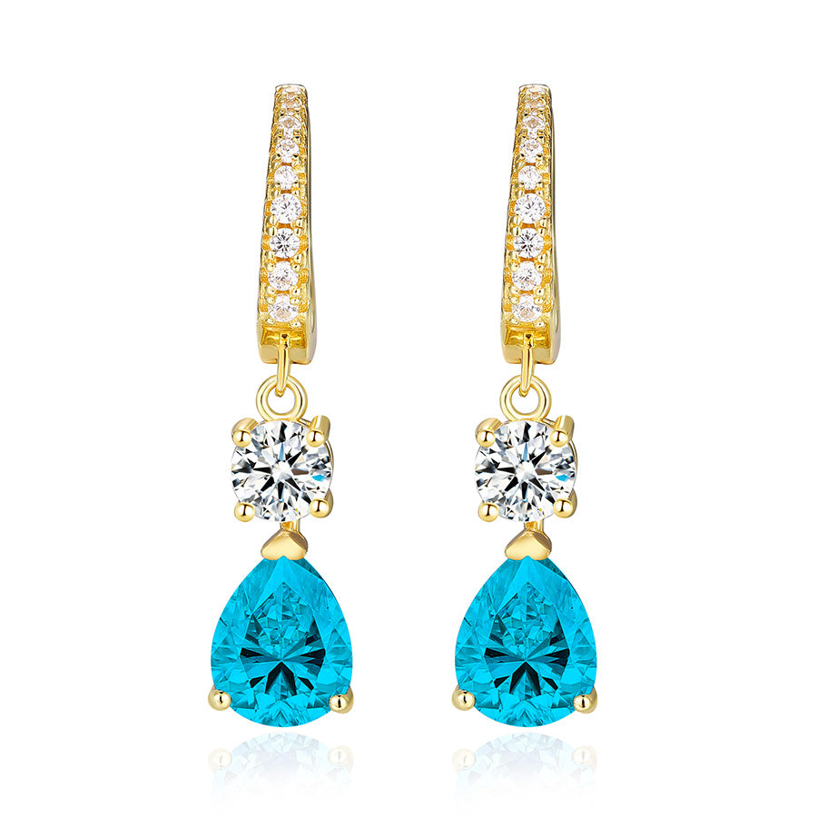 925 Sterling Silver 2 Carat Teardrop shape CZ Earrings For Ladies' High-end Jewelry