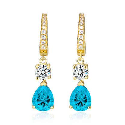 925 Sterling Silver 2 Carat Teardrop shape CZ Earrings For Ladies' High-end Jewelry