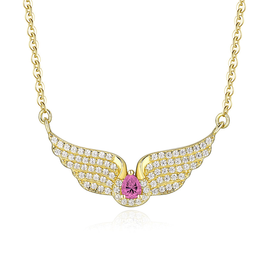 Angel Wing Pendant Necklace for Women – 925 Sterling Silver 18K Gold Plated CZ Wing Necklace, Dainty Everyday Jewelry