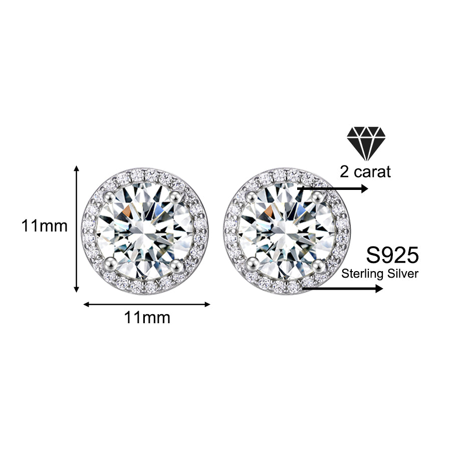 Classic 925 silver round cubic zirconia earrings, unisex style.