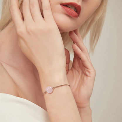 Women's Fine Jewelry Stainless Steel 18K Gold-Plated Natural Stone Adjustable Bracelet