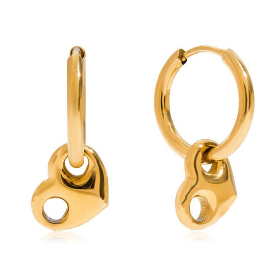18K Gold-Plated Stainless Steel Pig-nose Heart Earrings