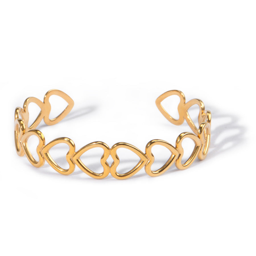 18K Gold Plated Heart Cuff Bracelet – Waterproof, Tarnish Resistant & Hypoallergenic Stainless Steel Jewelry