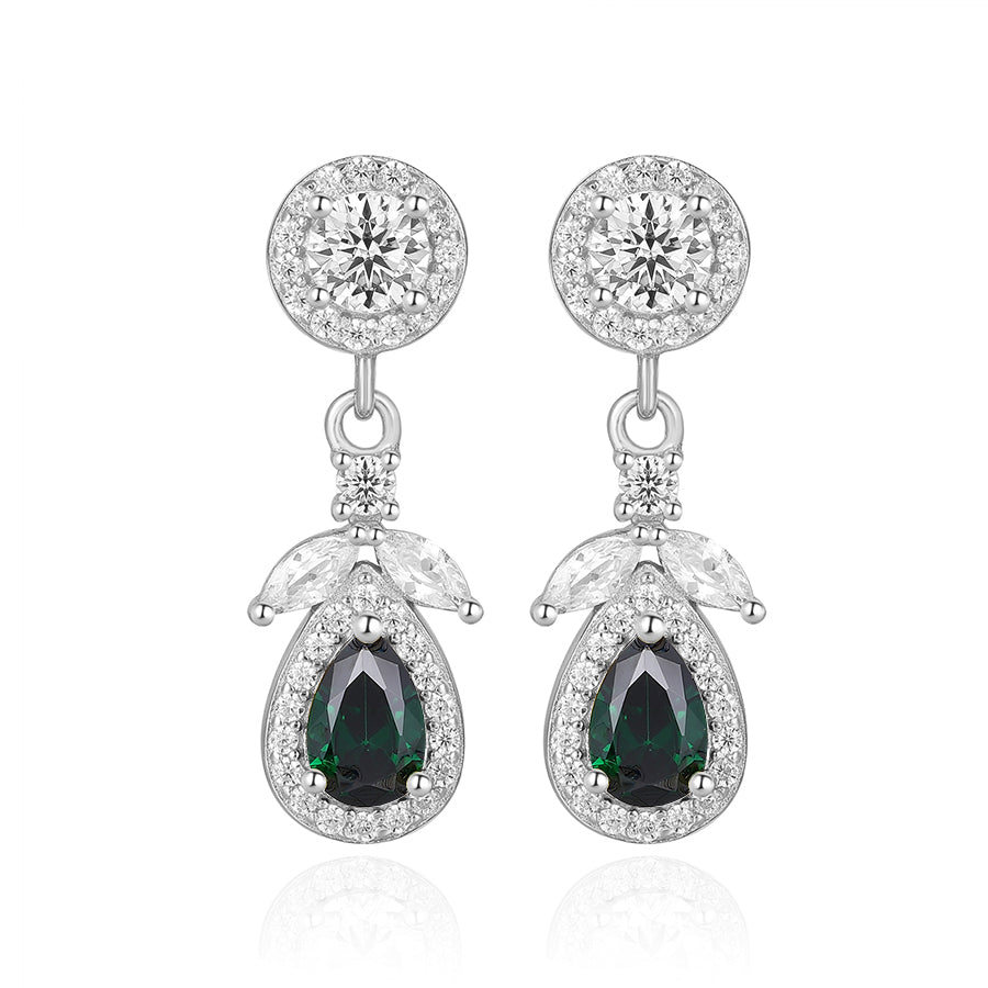 S925 Sterling Silver Teardrop CZ Drop Earrings – Elegant Sparkling Dangle Earrings for Women