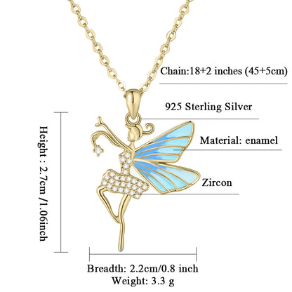 925 Silver Necklace Gifts for Women,Dance Recital Gifts for Her Ballet Pendant Jewelry