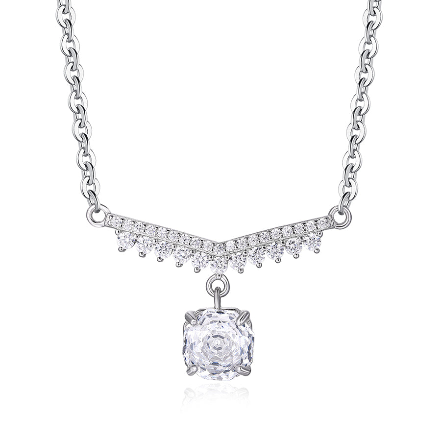 Elegant Fringe Pendant Necklace for Women – 925 Sterling Silver Zircon Charm Necklace