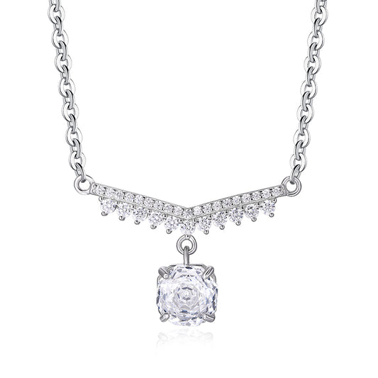 Elegant Fringe Pendant Necklace for Women – 925 Sterling Silver Zircon Charm Necklace