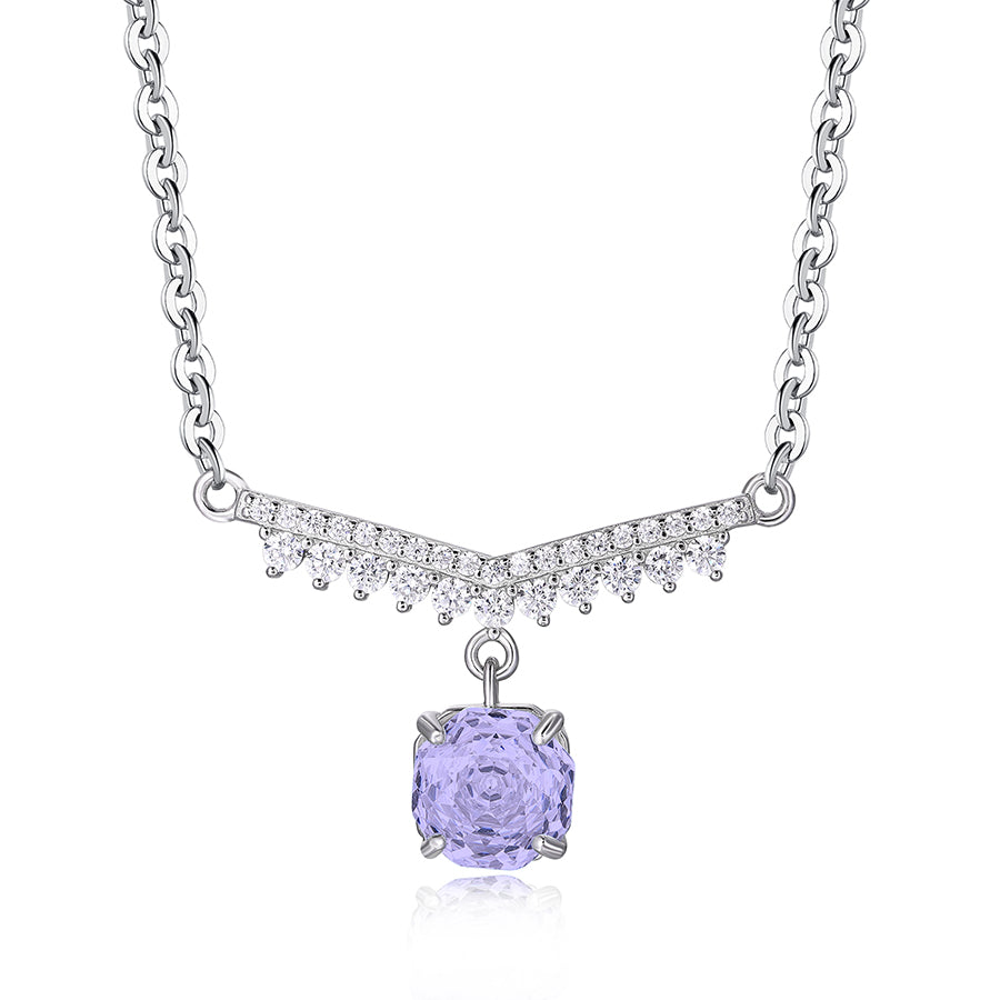 Elegant Fringe Pendant Necklace for Women – 925 Sterling Silver Zircon Charm Necklace