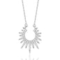 925 Sterling Silver Sunburst Necklace with Cubic Zirconia – Celestial Radiance Pendant Jewelry