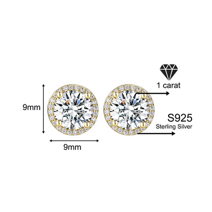 Classic 925 silver round cubic zirconia earrings, unisex style.