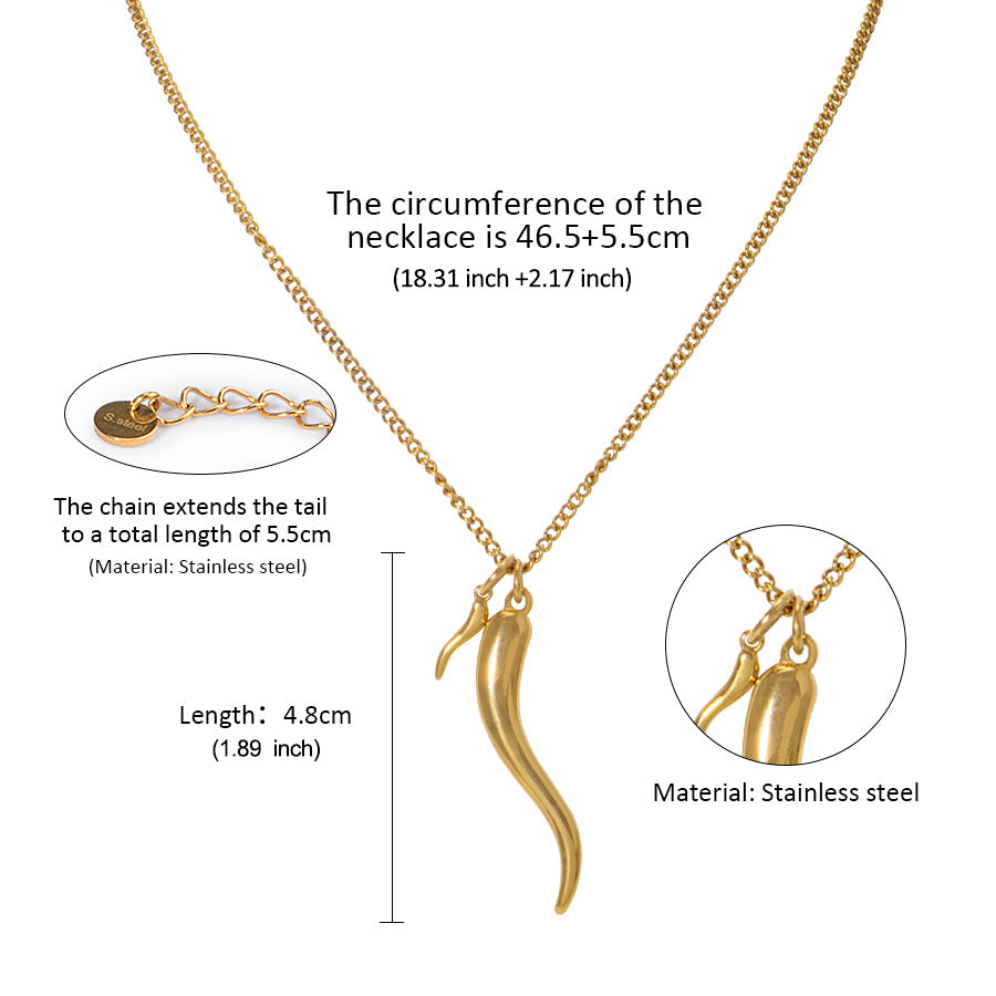 Oudisijewelry 316L Stainless steel Chilli Pendant Necklace