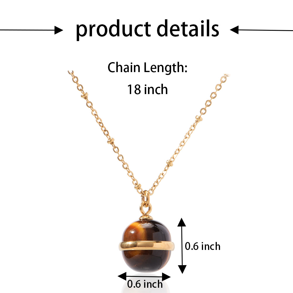 Natural Stone Stainless Steel Chain Necklace