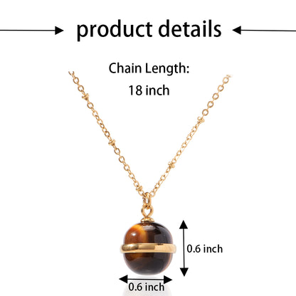 Natural Stone Stainless Steel Chain Necklace