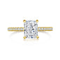 925 Sterling Silver Radiant Cut Cubic Zirconia Ring for Women – Gold & Silver Pavé Band