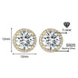 Classic 925 silver round cubic zirconia earrings, unisex style.