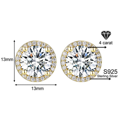 Classic 925 silver round cubic zirconia earrings, unisex style.