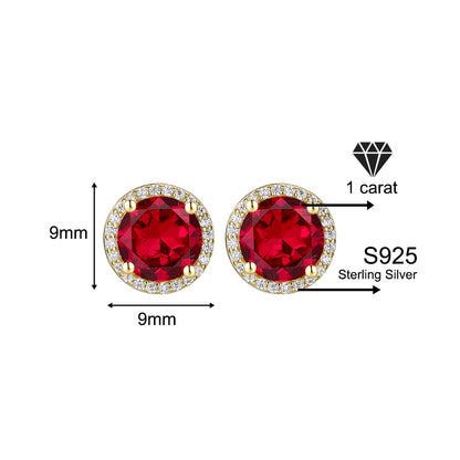 925 Sterling Silver Red Zircon Versatile Earrings – Unisex Design