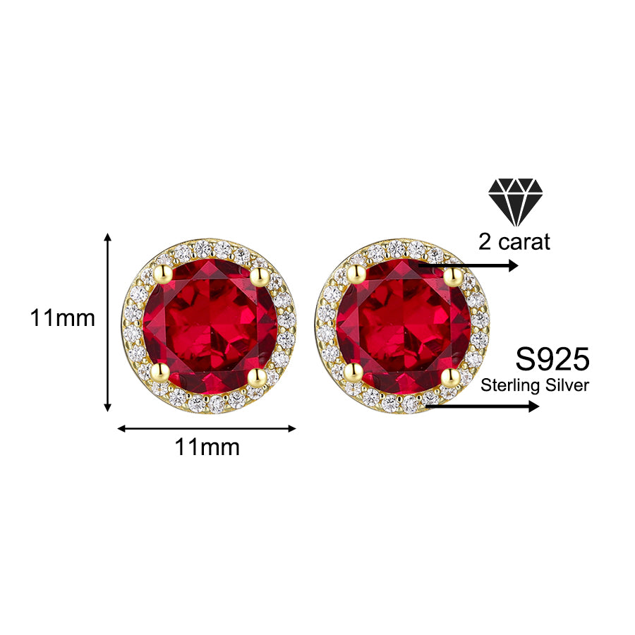925 Sterling Silver Red Zircon Versatile Earrings – Unisex Design