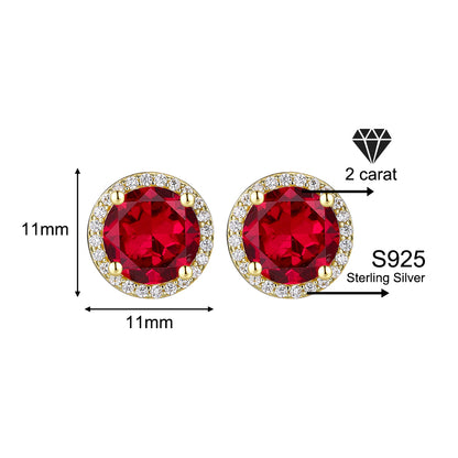 925 Sterling Silver Red Zircon Versatile Earrings – Unisex Design