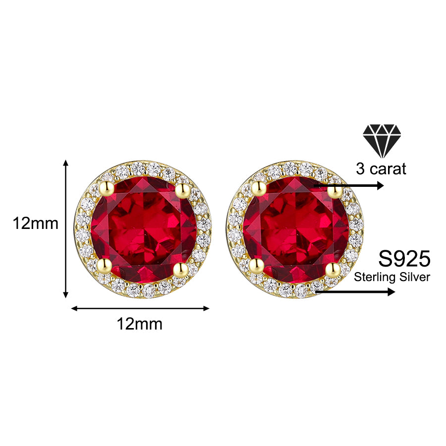 925 Sterling Silver Red Zircon Versatile Earrings – Unisex Design