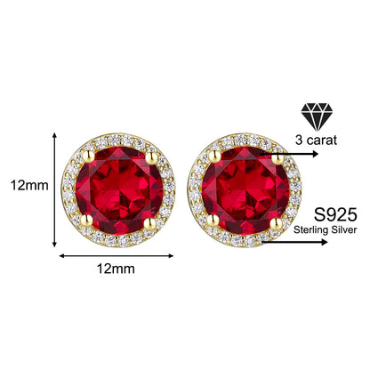 925 Sterling Silver Red Zircon Versatile Earrings – Unisex Design