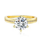 6 Prong 3CT Round Brilliant Cubic Zirconia Engagement Ring Stainless Steel Pave Accent Band Women Wedding Promise Ring