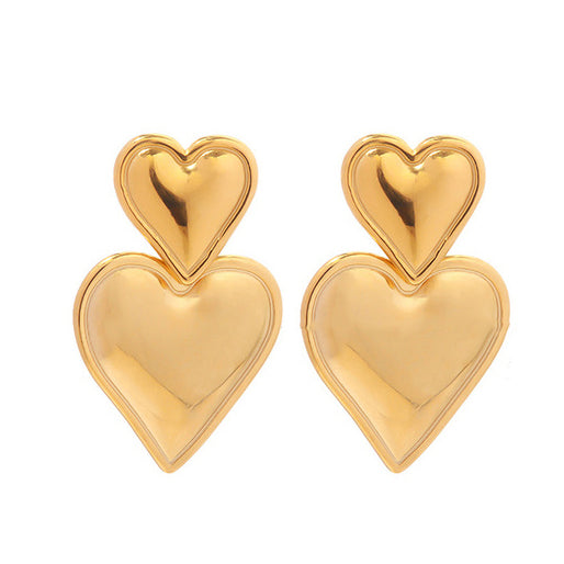 Double hearts drop earring