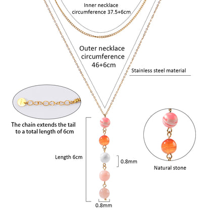 18K Gold-Plated Stainless Steel Nature Stone Extension Stack Necklace