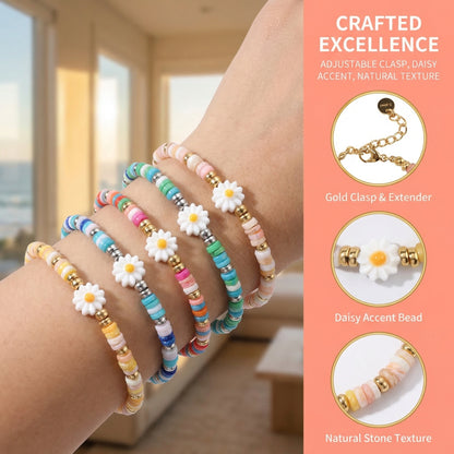 Natural Stone Beaded Bracelet for Women Handmade Beach Flower Bracelet Jewelry