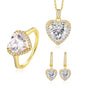 Luxury 3-Piece Heart Jewelry Set – 925 Sterling Silver Gold Plated Necklace, Ring & Earrings
